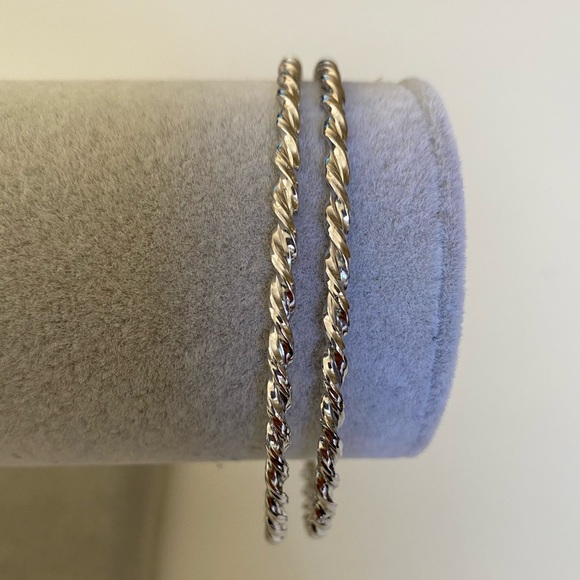 925 Silver handmade 2 twisted bangles - Picture 1 of 6